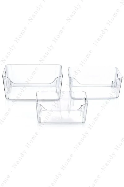 5 Lt Clear Refrigerator & Cabinet Organizer 3 Pieces 27x19x11,5 Cm - 5
