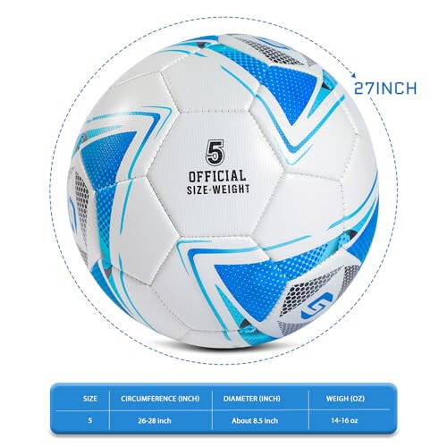 5 Numara PU Deri Futbol Topu, Yetişkinler Gençler Ergenler Unisex Gençler Antrenman Futbolu 32 Panel Makine Dikişli, İdeal Hediye İç Mekan Dış Mekan Oyunu Çapraz Yıldız Desenli Top Pompa ve İğnelerle... - 5