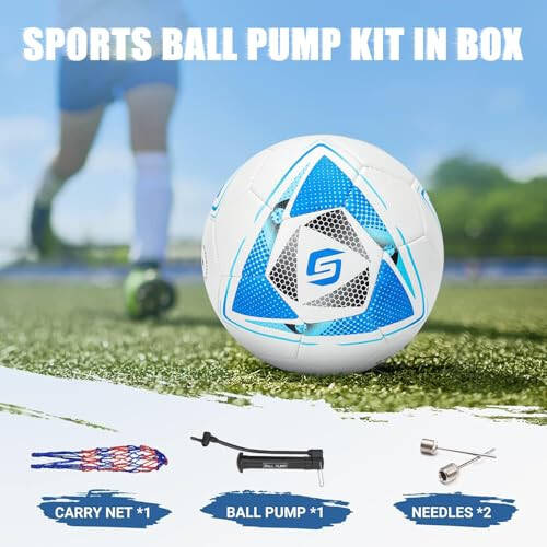 5 Numara PU Deri Futbol Topu, Yetişkinler Gençler Ergenler Unisex Gençler Antrenman Futbolu 32 Panel Makine Dikişli, İdeal Hediye İç Mekan Dış Mekan Oyunu Çapraz Yıldız Desenli Top Pompa ve İğnelerle... - 7