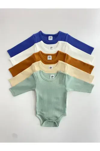 5-pack 100% Cotton Printed Long Sleeve Baby Bodysuit - 3
