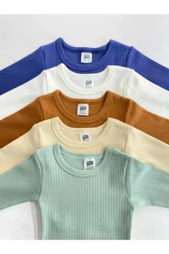 5-pack 100% Cotton Printed Long Sleeve Baby Bodysuit - 4