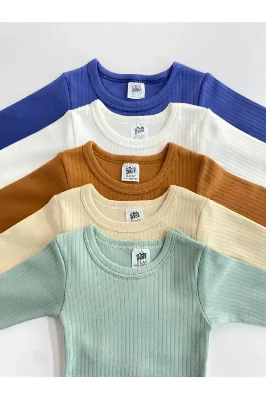 5-pack 100% Cotton Printed Long Sleeve Baby Bodysuit - 4