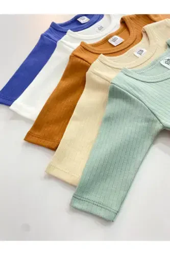 5-pack 100% Cotton Printed Long Sleeve Baby Bodysuit - 6