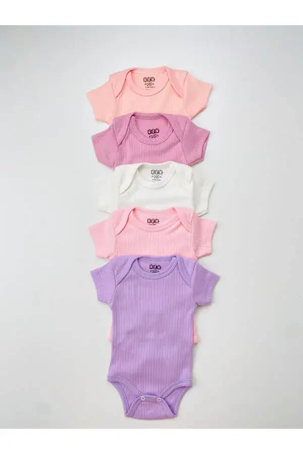 5-pack 100% Cotton Short Sleeve Baby Bodysuit - 1