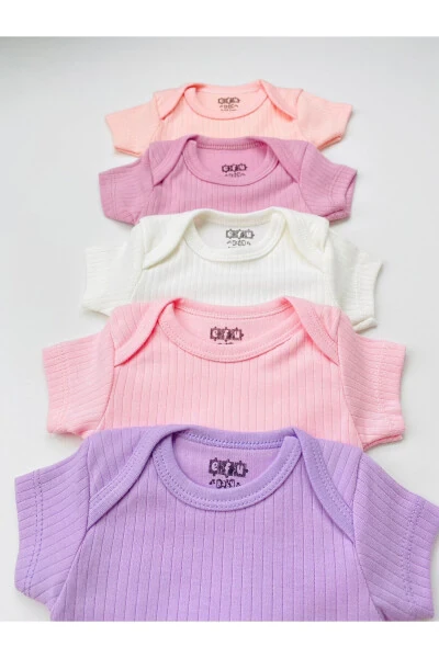 5-pack 100% Cotton Short Sleeve Baby Bodysuit - 3