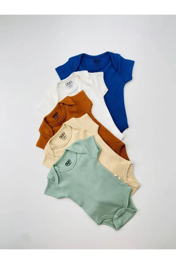 5-pack 100% Cotton Short Sleeve Baby Bodysuit - 1