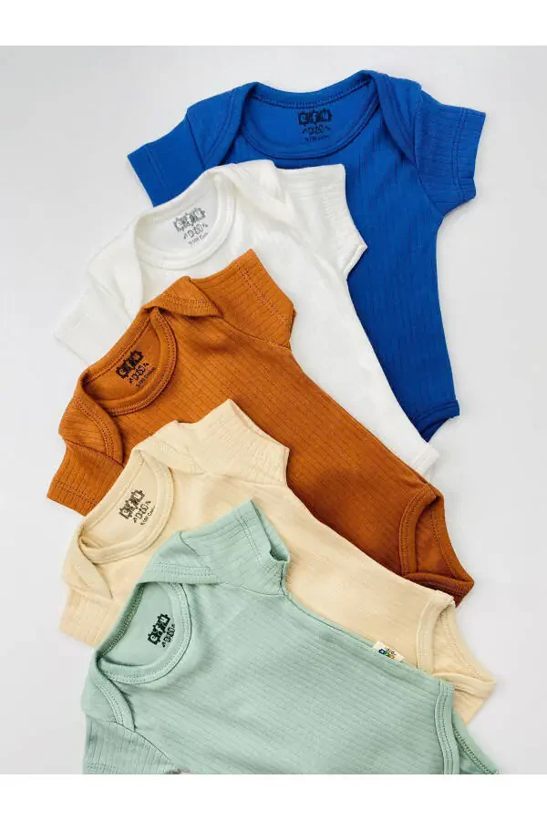 5-pack 100% Cotton Short Sleeve Baby Bodysuit - 2