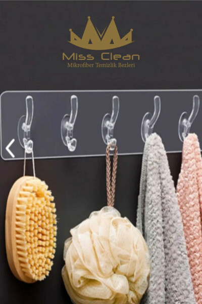 5 Pack Adhesive Transparent Wall Hanger Bathroom Kitchen Organizer Hanger Practical Hook Hanger - MISS CLEAN