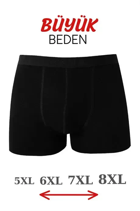 5 Pack Black Men's Big Size Boxer Cotton Lycra - 2