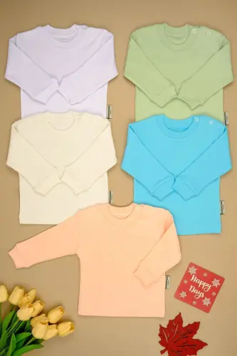 5-Pack Cotton Long Sleeve Snap Crotch Bodysuit - POWDER - BEBETOSPIK (1)