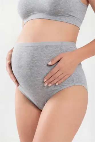 5-Pack Grey Women's Cotton Lycra High-Waisted Maternity Postpartum Panties - BÜYÜKBEDENIZ (1)