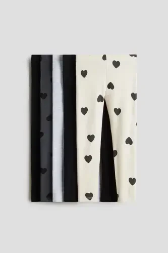 5-Pack Jersey Leggings - Black/Hearts - 1