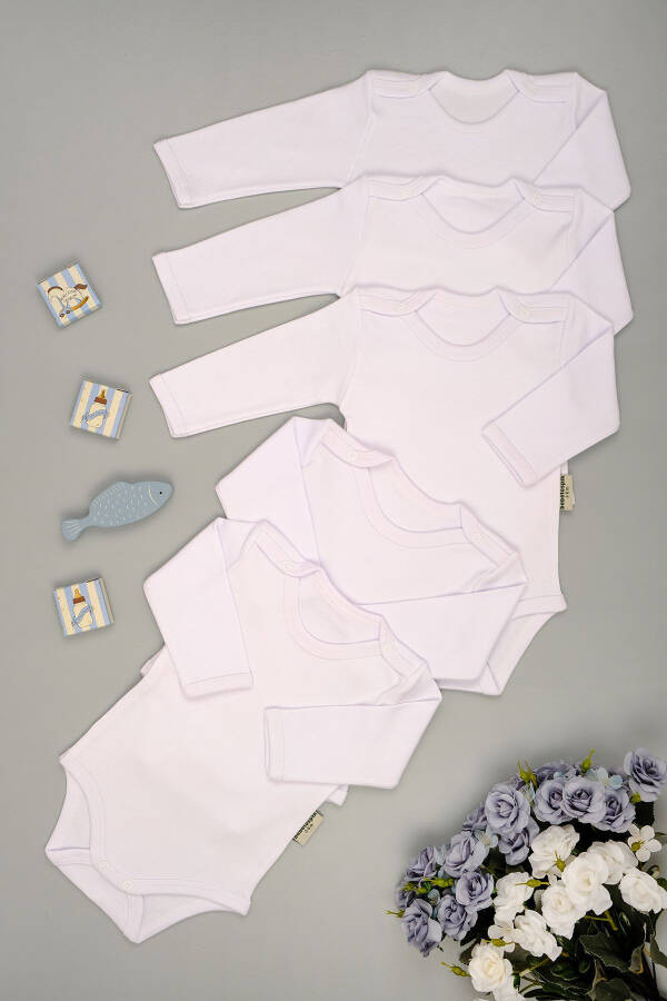 5 Pack Long Sleeve Cotton Snap Bodysuit - 1