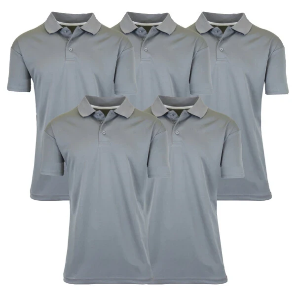 5-Pack Men's Dry Fit Moisture-Wicking Polo Shirt (S-3XL)- - 1