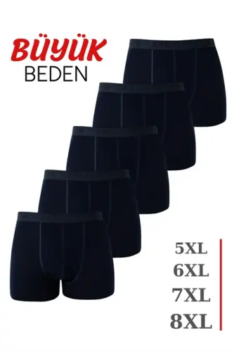 5-Pack Navy Blue Men's Plus Size Boxer Cotton Spandex - 1