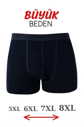5-Pack Navy Blue Men's Plus Size Boxer Cotton Spandex - 4