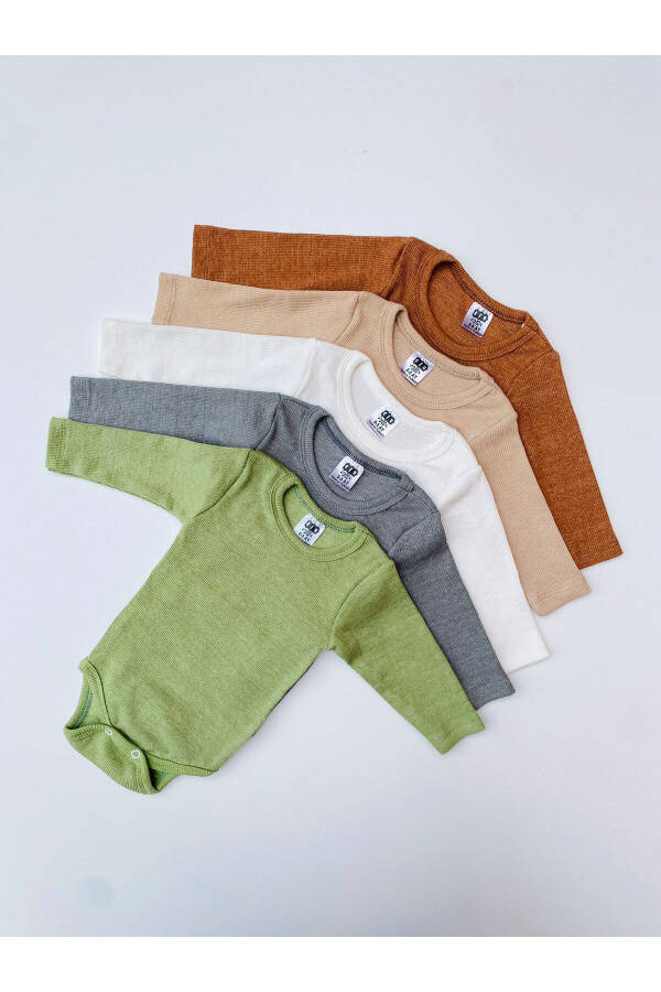 5-Pack Ribbed Knit Long Sleeve Bodysuit - 1