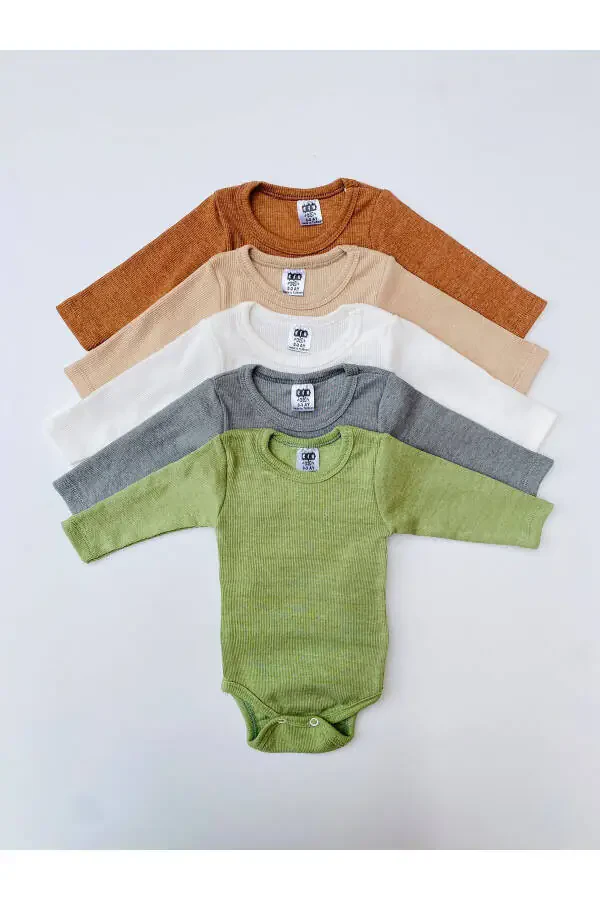 5-Pack Ribbed Knit Long Sleeve Bodysuit - 2