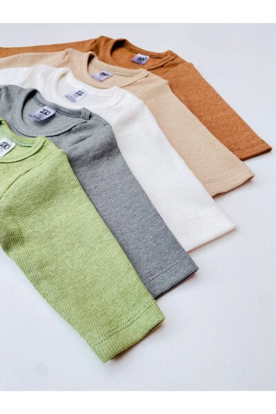 5-Pack Ribbed Knit Long Sleeve Bodysuit - 3