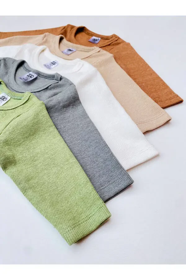 5-Pack Ribbed Knit Long Sleeve Bodysuit - 3