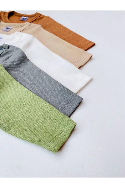 5-Pack Ribbed Knit Long Sleeve Bodysuit - 5