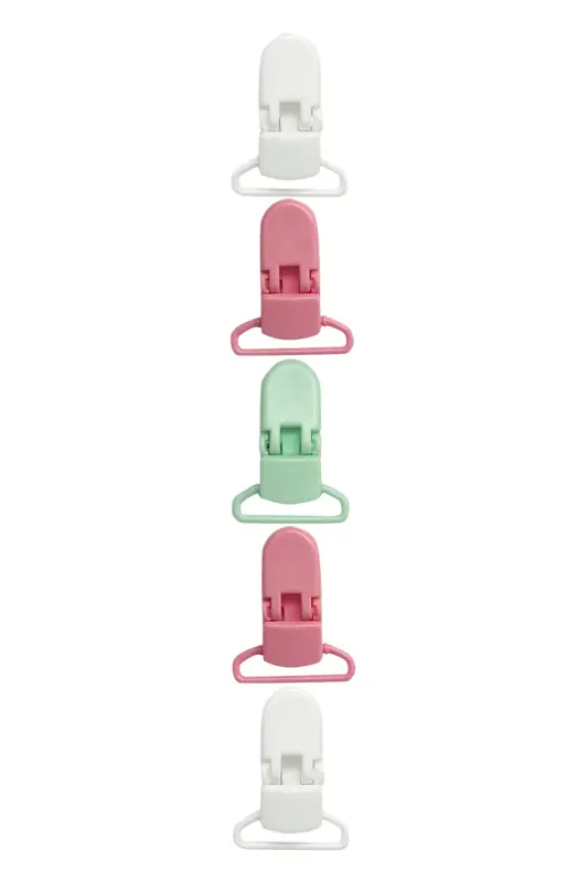 5 Pack Washable Colorful Pacifier Clip Pacifier Chain 100% Cotton (5 Clips 5 Holders) - 12