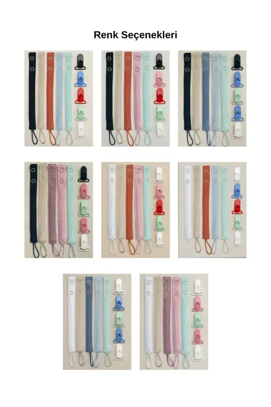 5 Pack Washable Colorful Pacifier Clip Pacifier Chain 100% Cotton (5 Clips 5 Holders) - 2