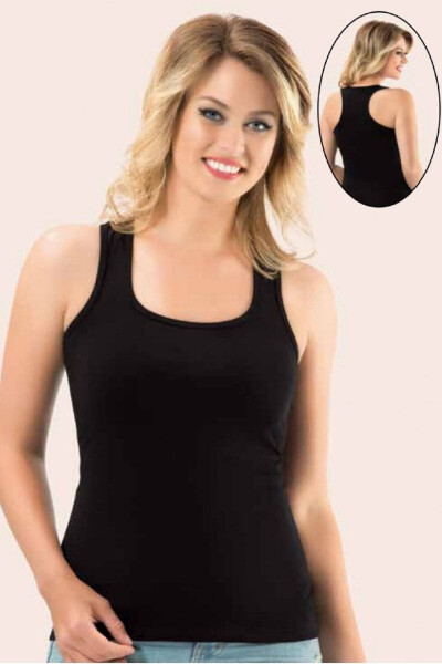 5 Pack Women's Thick Strapped Athletic Cut Tank Tops 92% Cotton 8% Lycra - 1