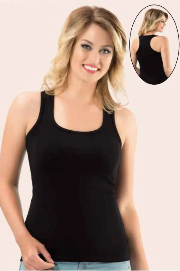 5 Pack Women's Thick Strapped Athletic Cut Tank Tops 92% Cotton 8% Lycra - 1