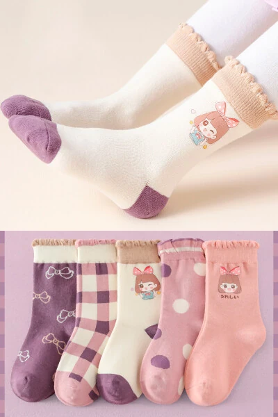 5 Pairs Character Pattern Kids Socks - BGK