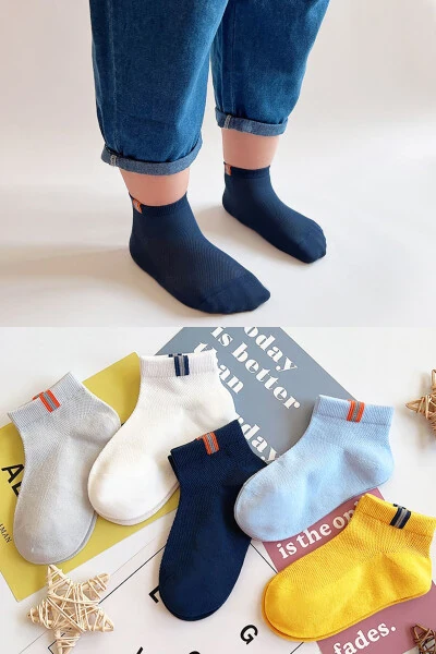 5 Pairs Kids Summer Short Colorful Socks - BGK