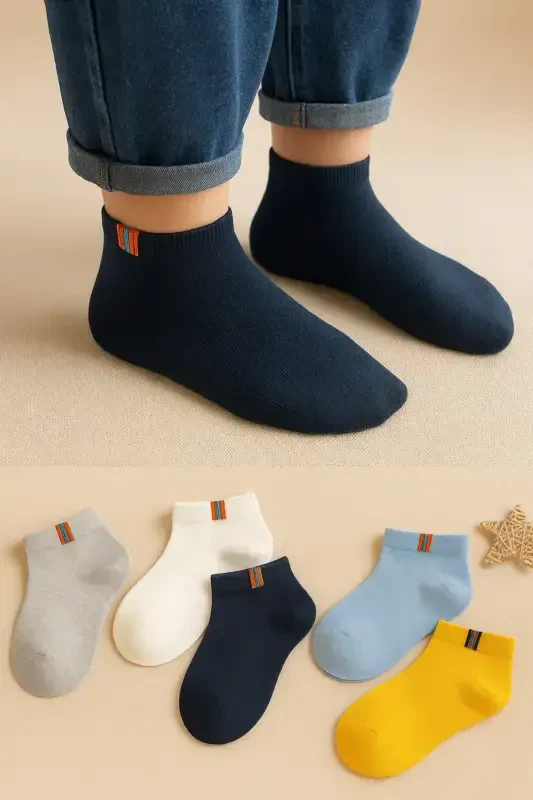 5 Pairs Kids Summer Short Colorful Socks - BGK