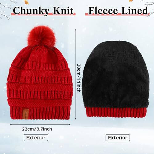 5 Pieces Women Winter Warm Set Knit Beanie Hat Scarf Touchscreen Gloves Earmuffs Stockings 5 in 1 Ski Outing Set for Gift - 2