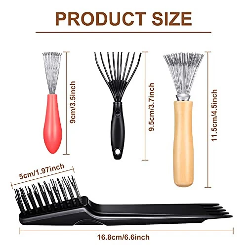 5-Piece Comb Cleaner Set - Rake, Brush and Tool for Removing Hair, Dust from Different Combs, Ideal for Home and Salon Use - 2