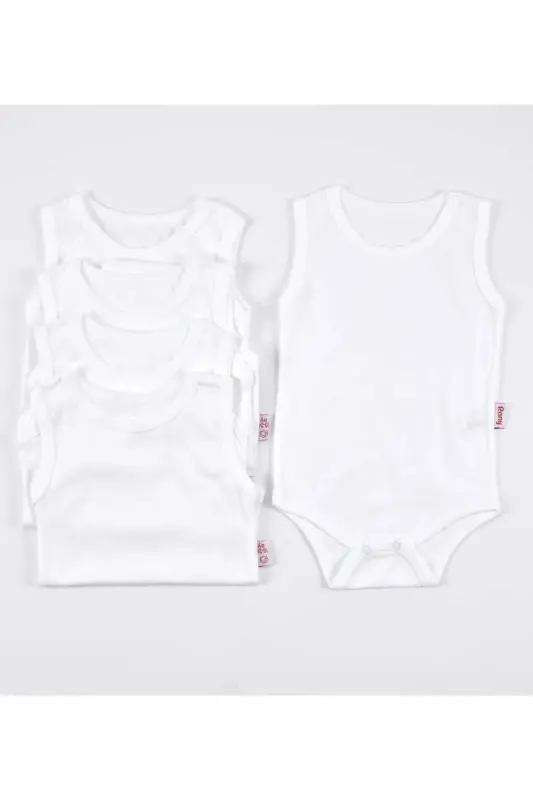 5-piece Baby Bodysuit Ribbed White Modaicon - 1