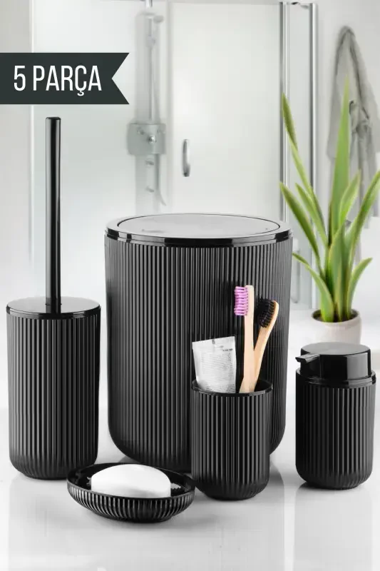 5 Piece Bathroom Set-Black - 1