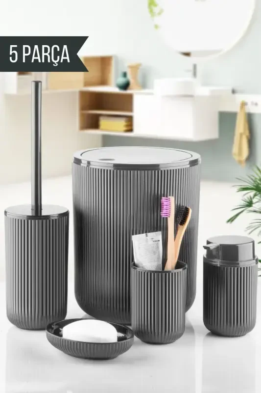5 Piece Bathroom Set-Grey - 1
