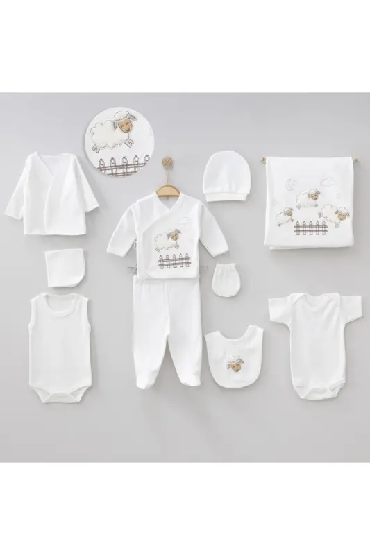 5-Piece Birth Set (10-PIECE HOSPITAL DISCHARGE SET, CHICKPEA SWADDLE, CHANGING MAT, BABY CARE SHOULDER AND BACKPACK) - Beige-White-Blue - 2