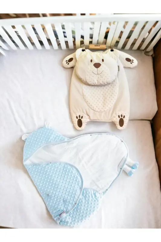 5-Piece Birth Set (10-PIECE HOSPITAL DISCHARGE SET, CHICKPEA SWADDLE, CHANGING MAT, BABY CARE SHOULDER AND BACKPACK) - Beige-White-Blue - 8