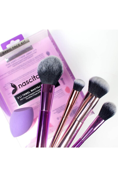 5 Piece Essential Makeup Brush Set - NASCITA
