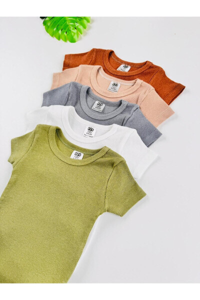 5-Piece Flexible Lace-up Short Sleeve Bodysuit - EFU BABY (1)