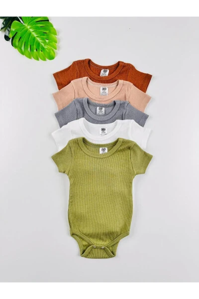 5-Piece Flexible Lace-up Short Sleeve Bodysuit - EFU BABY