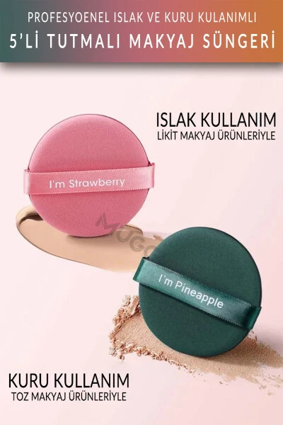 5-Piece Grip Makeup Powder Sponge - MUGGIO (1)