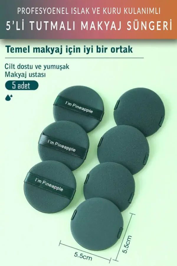 5-Piece Grip Makeup Powder Sponge - 4
