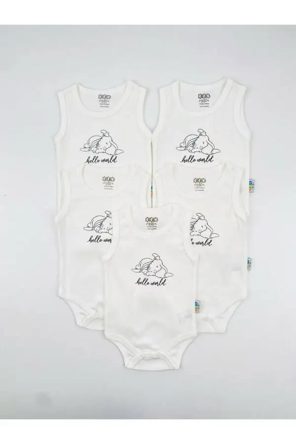 5-Piece Hello World Unisex Baby Bodysuit Set - 1