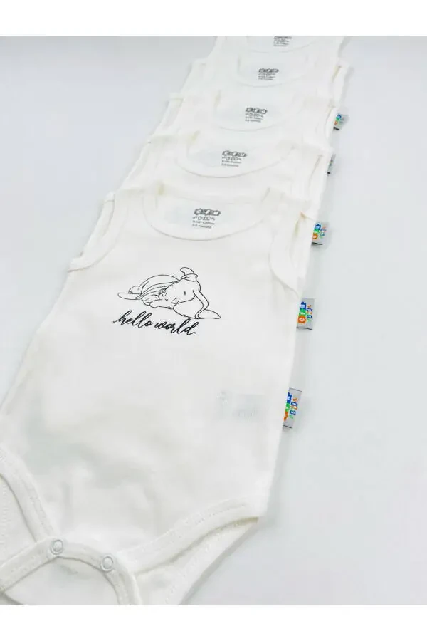 5-Piece Hello World Unisex Baby Bodysuit Set - 6