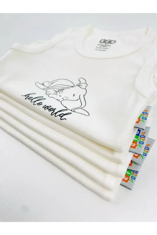 5-Piece Hello World Unisex Baby Bodysuit Set - 8