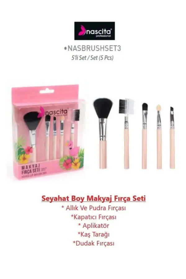 5 Piece Makeup Brush Set Blush Powder Concealer Applicator Lip Brushes Eyebrow Comb Nasbrushset3 - 1