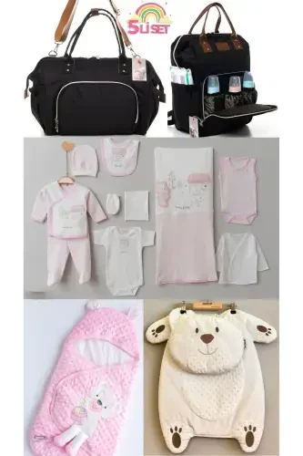 5-Piece Newborn Set (10-PIECE HOSPITAL OUTFIT, NOUGAT SWADDLE, CHANGING MAT, BABY CARE SHOULDER AND BACKPACK) - Black - 1
