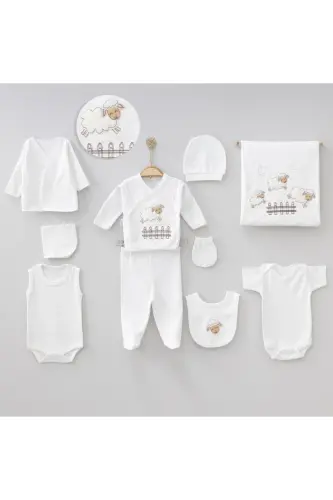 5-Piece Newborn Set (10 PIECE HOSPITAL OUTFIT, PEANUT SWADDLE, CHANGING MAT, BABY CARE SHOULDER AND BACKPACK)-Beige - 2